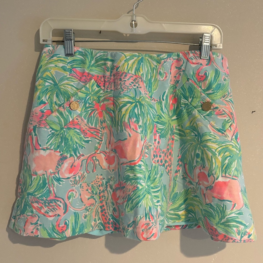 Lilly Pulitzer Skort - Medium in “Sea Salt Blue Animals On Parade”